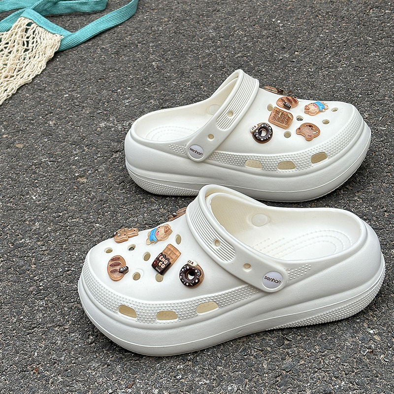 Ženske Crocs-stila sandale, zatvorenim prstom, EVA gornji dio i potplat, perforiran dizajn, 3 cm+ debljina potplata, lake