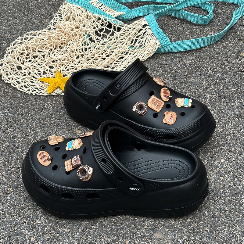 Ženske Crocs-stila sandale, zatvorenim prstom, EVA gornji dio i potplat, perforiran dizajn, 3 cm+ debljina potplata, lake