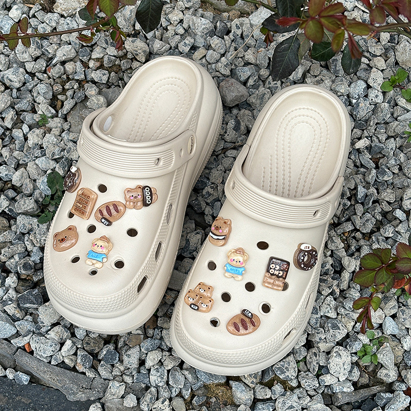 Ženske Crocs-stila sandale, zatvorenim prstom, EVA gornji dio i potplat, perforiran dizajn, 3 cm+ debljina potplata, lake