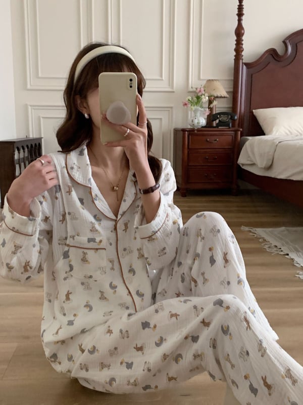 Set de maternitate din bumbac 100% – Bluza cu mâneci lungi și pantaloni, greutate moderată 161–180 g/m2, pentru alăptare