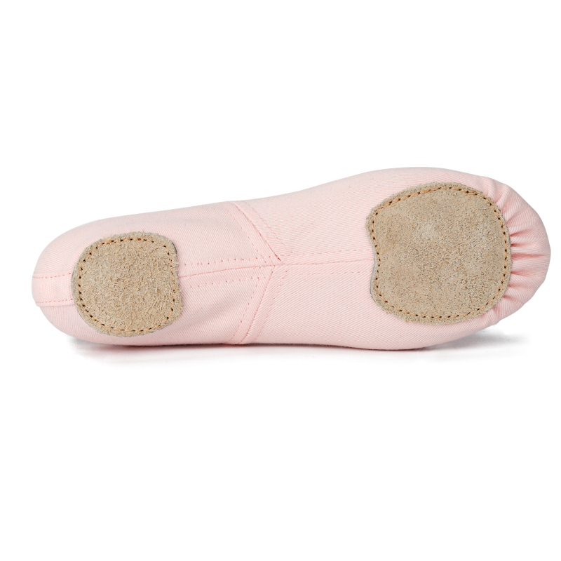 Pantofi de dans pentru copii, balet și latino, partea superioară din pânză, respirabili, talpă din piele de vită