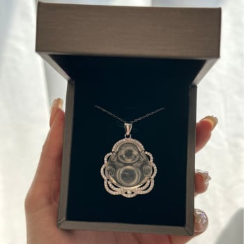 Náhrdelník s príveskom Budhu z achátu, Maitreja Smejúci Budha, retro štýl, elektroplátovanie