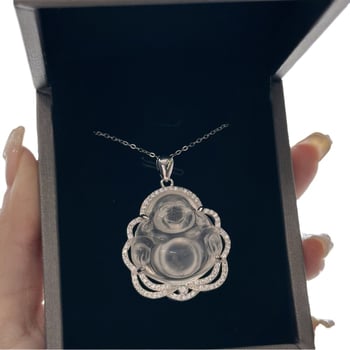 Náhrdelník s príveskom Budhu z achátu, Maitreja Smejúci Budha, retro štýl, elektroplátovanie