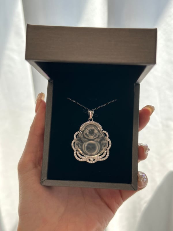 Náhrdelník s príveskom Budhu z achátu, Maitreja Smejúci Budha, retro štýl, elektroplátovanie