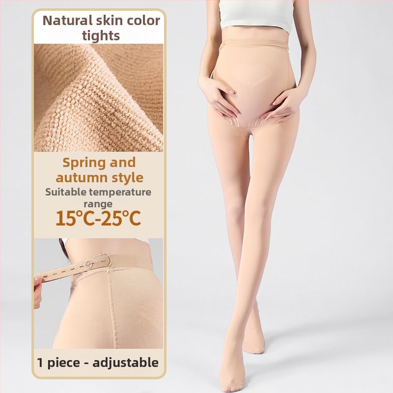 Бременни чорапогащи за есенно-зимен сезон, подпора за корема, нейлон-спандекс смес, средна плътност, подплатени флис, пълна дължина
