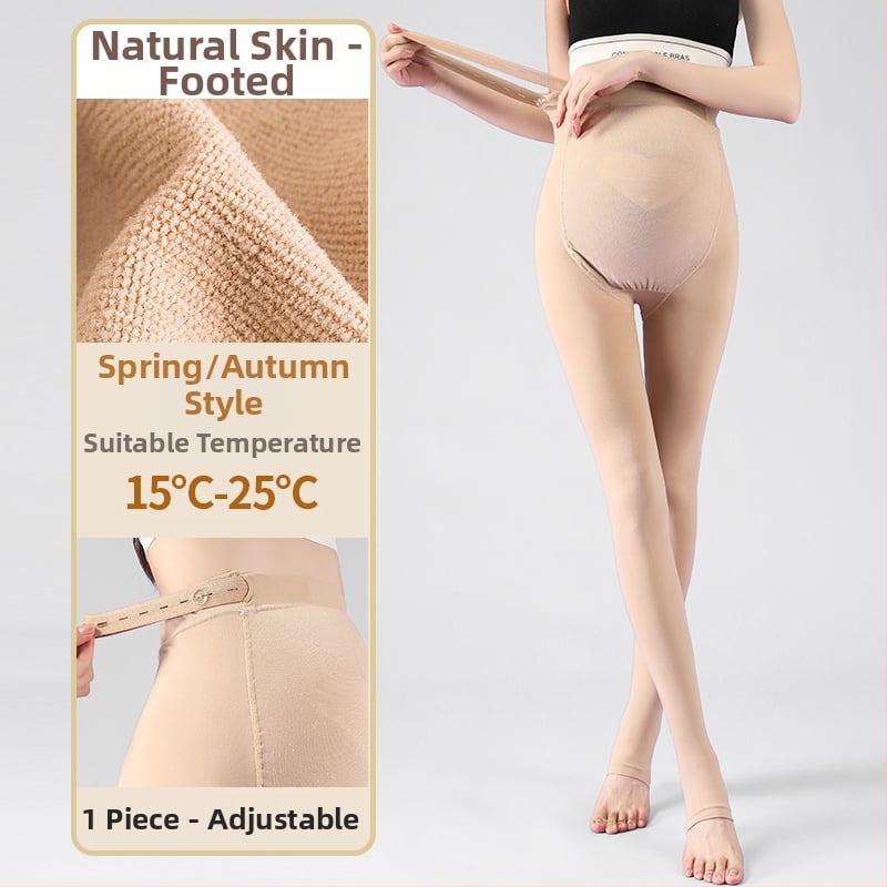 Бременни чорапогащи за есенно-зимен сезон, подпора за корема, нейлон-спандекс смес, средна плътност, подплатени флис, пълна дължина