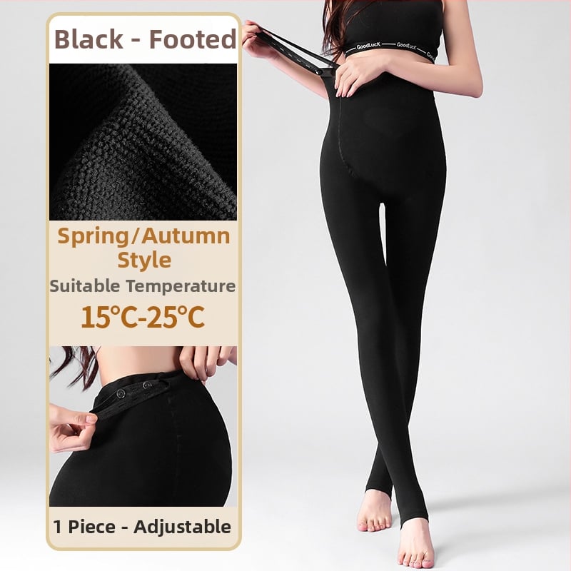 Бременни чорапогащи за есенно-зимен сезон, подпора за корема, нейлон-спандекс смес, средна плътност, подплатени флис, пълна дължина