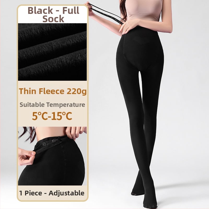 Бременни чорапогащи за есенно-зимен сезон, подпора за корема, нейлон-спандекс смес, средна плътност, подплатени флис, пълна дължина