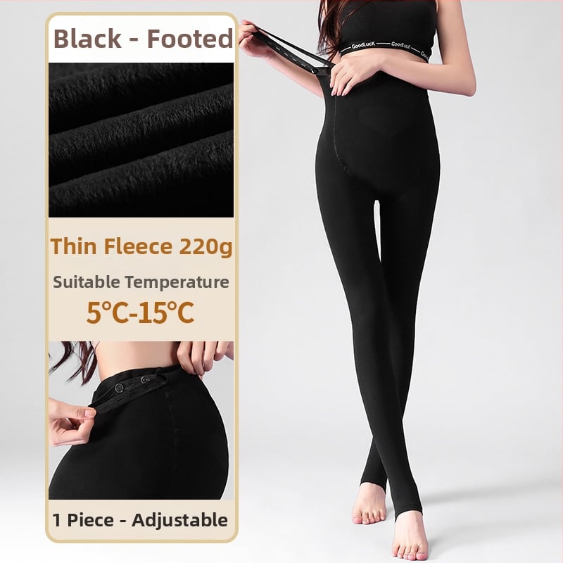 Бременни чорапогащи за есенно-зимен сезон, подпора за корема, нейлон-спандекс смес, средна плътност, подплатени флис, пълна дължина