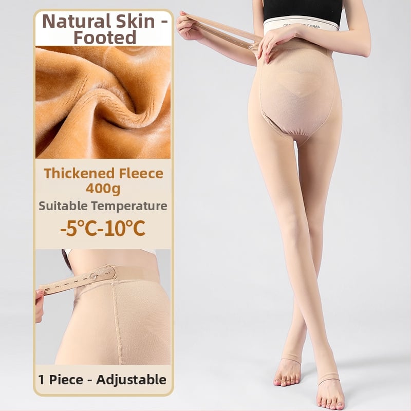 Бременни чорапогащи за есенно-зимен сезон, подпора за корема, нейлон-спандекс смес, средна плътност, подплатени флис, пълна дължина