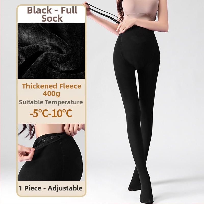 Бременни чорапогащи за есенно-зимен сезон, подпора за корема, нейлон-спандекс смес, средна плътност, подплатени флис, пълна дължина