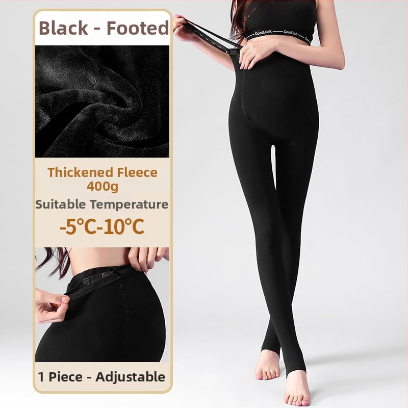 Бременни чорапогащи за есенно-зимен сезон, подпора за корема, нейлон-спандекс смес, средна плътност, подплатени флис, пълна дължина