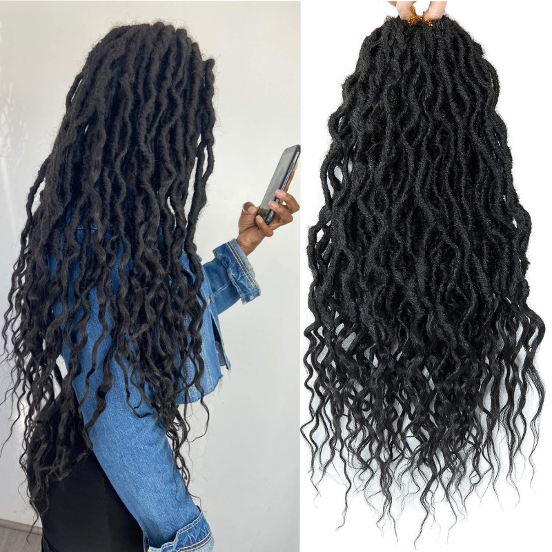 Paruka s repom – Goddess Faux Locs, model Mermaid, vlakna otporna na visoke temperature, brend Ouyafei, nije pogodno za permiranje ili bojenje