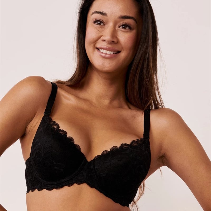 Sutien de alăptare din dantelă, deschidere frontală, bretele detașabile, cu sârmă metalică, cinci rânduri de închidere la spate