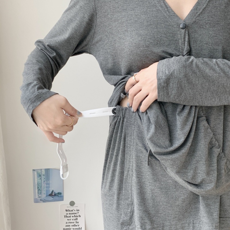 Îmbrăcăminte maternă pentru alăptare, cu nasturi ascunși, mâneci lungi, pantaloni — Modal/Viscoză 95–100%, Greutate moderată 161–180 g/m²