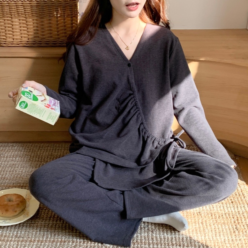 Îmbrăcăminte maternă pentru alăptare, cu nasturi ascunși, mâneci lungi, pantaloni — Modal/Viscoză 95–100%, Greutate moderată 161–180 g/m²