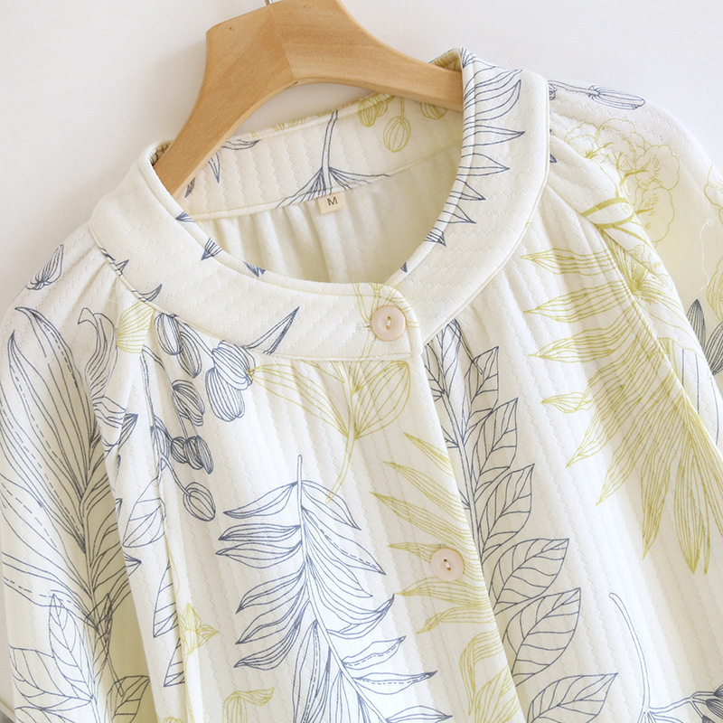 Pijama de noapte pentru alăptare – bumbac pur, 95–100% bumbac, mâneci lungi, țesătură subțire, deschidere pentru alăptare tip cruce, stil minimalist casual