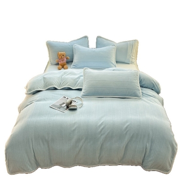 Set cu husă de pilotă din velur de lapte, patru piese, iarnă-toamnă, țesătură jacquard și satin, 3000–3500 g