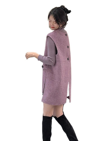 Жилет със слоев ефект, закопчаване с връзка, поло яка, chenille плат, 90–95% спандекс, удължена дължина