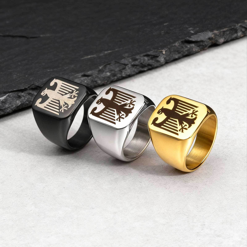 Prsten od nehrđajućeg čelika RC-294, QuanxiShui, Geometrijski oblik, Maillard stil