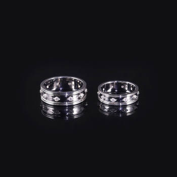 Комплект пръстени за двойки от стерлингово сребро S925 с култивиран диамант – основен KH538R, вторичен 0.1, за мъж и жена, годежен стил