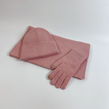 Σετ τριών τεμαχίων σκουφί, κασκόλ και γάντια από ακρυλικό, Jacquard πλέξιμο, μονόχρωμο σχέδιο, Unisex ενηλίκων, για χειμώνα-φθινόπωρο