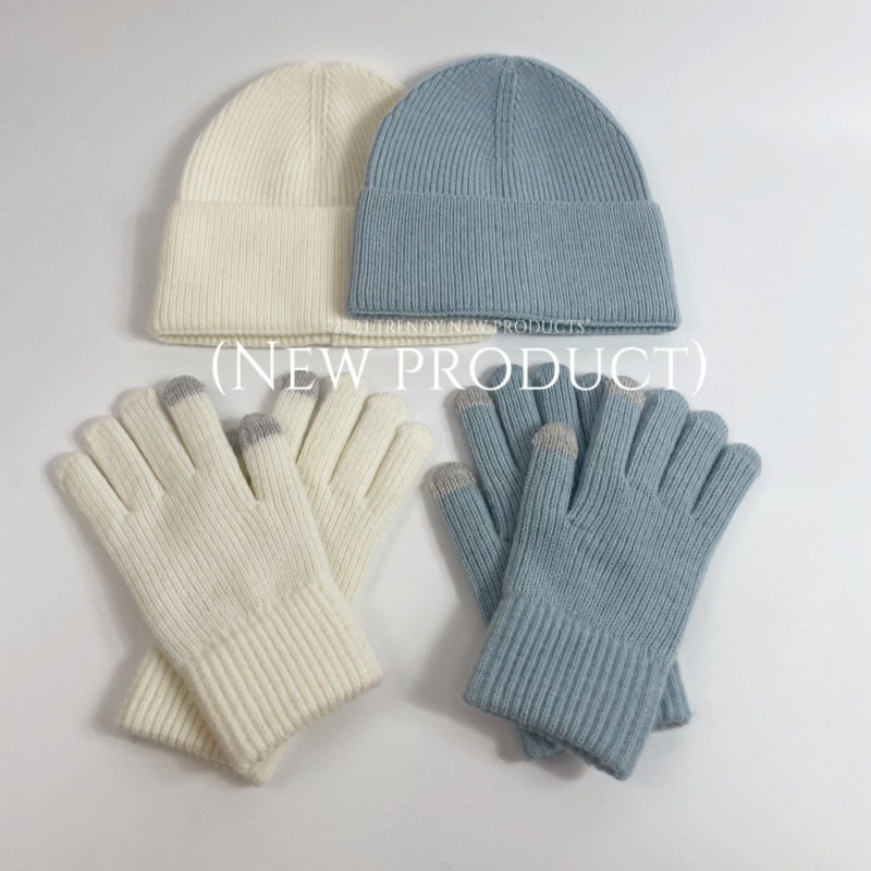 Σετ τριών τεμαχίων σκουφί, κασκόλ και γάντια από ακρυλικό, Jacquard πλέξιμο, μονόχρωμο σχέδιο, Unisex ενηλίκων, για χειμώνα-φθινόπωρο