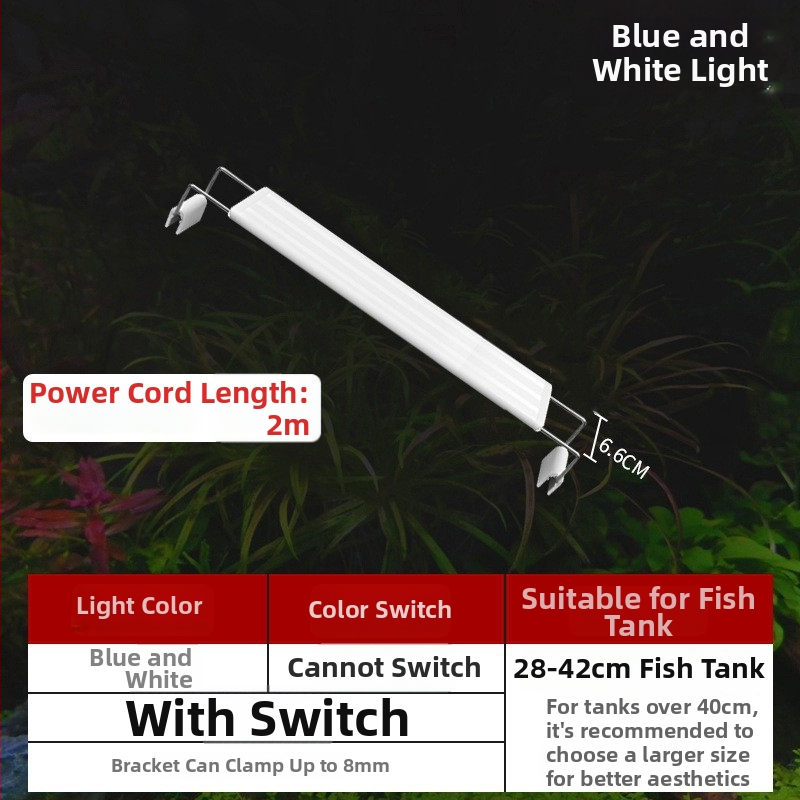 LED akvarijska lampica s klipom – energetski učinkovita, podesiva snaga, PVC kućište, marka Yusheng, <36W