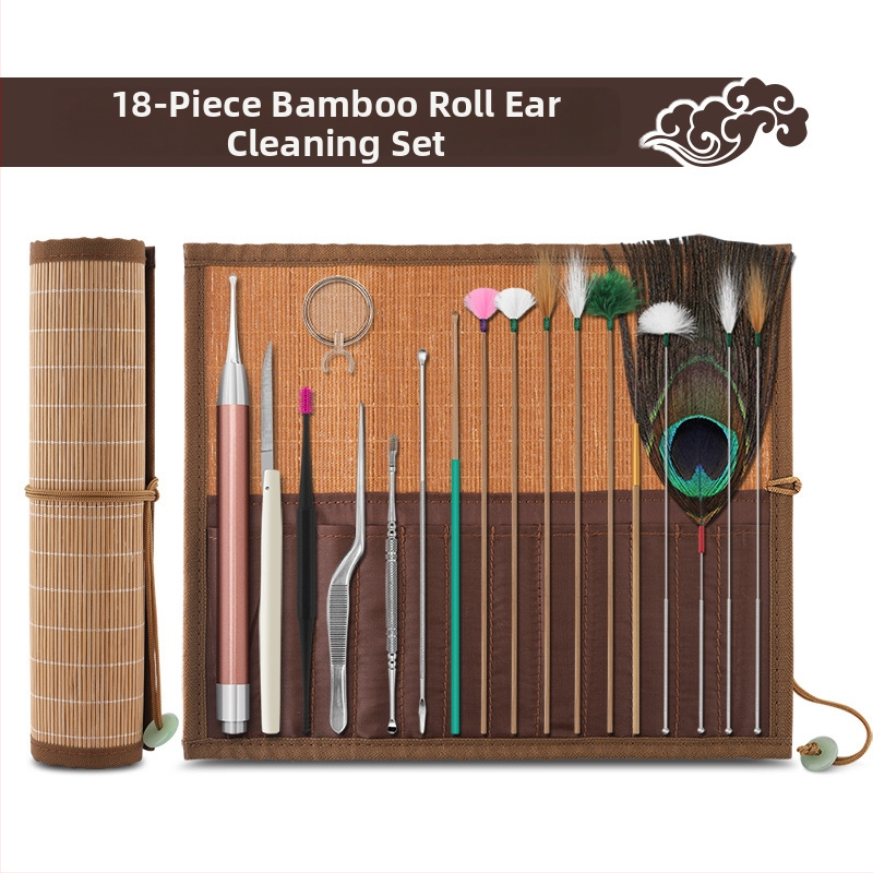 Κουτάλι αυτιού - χωρίς φως - Haifu ανοξείδωτος χάλυβας, μπαμπού και ξύλο - 100 τεμάχια