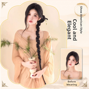 Perika s repom u pletenom stilu - vlakno otporno na visoke temperature, model PY09, za dame, bez bojenja i bez trajne.