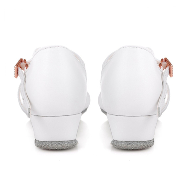 Cipele za latino ples za djevojčice, kožna potplata, srednje visoki pet, za trening, otporne na habanje, upijaju znoj i ublažavaju udarce