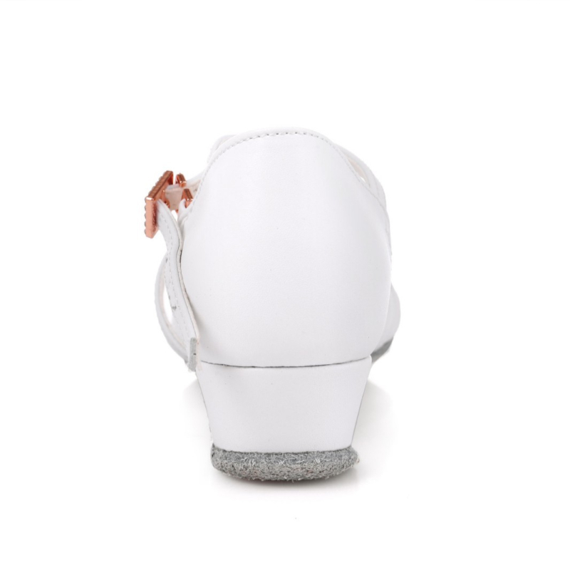 Cipele za latino ples za djevojčice, kožna potplata, srednje visoki pet, za trening, otporne na habanje, upijaju znoj i ublažavaju udarce