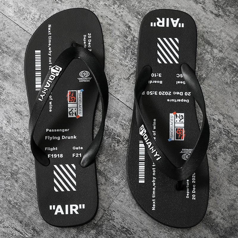 Șlapi de vară pentru bărbați, stil coreean, antiderapante, partea superioară din PVC, talpă PVC, talpă plată, slip-on