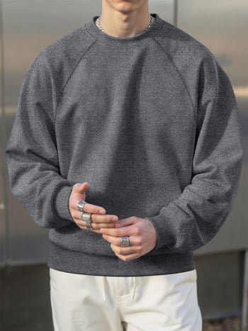 Férfi fleece-pulóver laza szabás, hosszú ujjak, sportos stílus, 250 g súly, tavasz/őszre