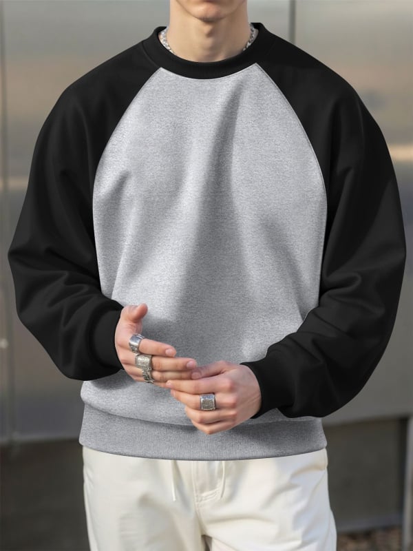 Férfi fleece-pulóver laza szabás, hosszú ujjak, sportos stílus, 250 g súly, tavasz/őszre