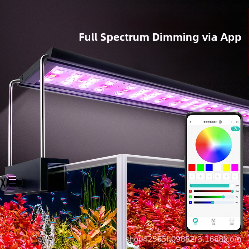 LED svjetlo za akvarij s aluminijskim tijelom, 9,6–70W, podesiva jačina i tajmer, naglašavanje boja za vodene biljke