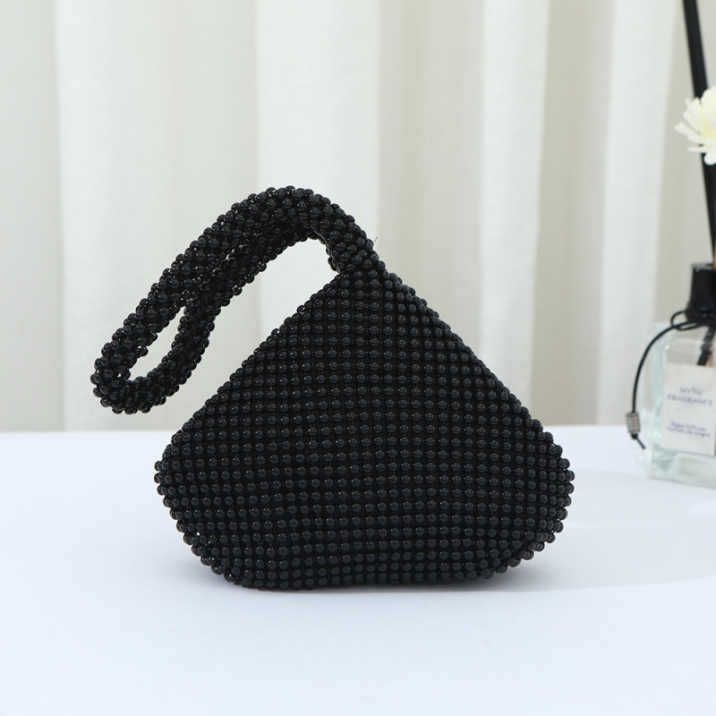 Ženska večernja torba u obliku dumplinga s aluminijskim perlicama, zatvarač, poliester podstava, unutarnje džepovi za telefon i osobnu iskaznicu, gradski minimalistički stil