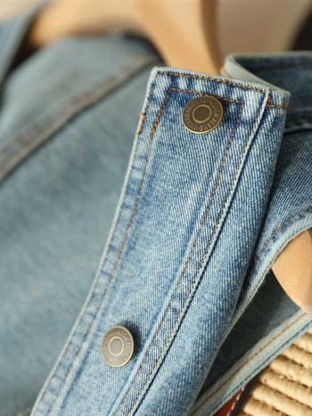 Дамски памучен жилет в стил Harajuku, къса свободна кройка, поло яка