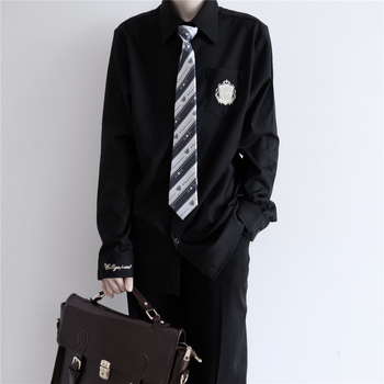 Cămașă pentru bărbați cu mânecă lungă, guler ascuțit, broderie jacquard, design original, stil cardigan