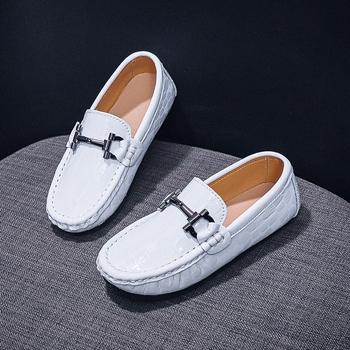 Muški kožni loaferi za djecu od dvostrukog telećeg kože, gumena potplata, slip-on, britanski stil