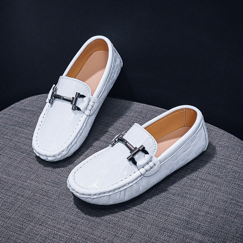 Muški kožni loaferi za djecu od dvostrukog telećeg kože, gumena potplata, slip-on, britanski stil
