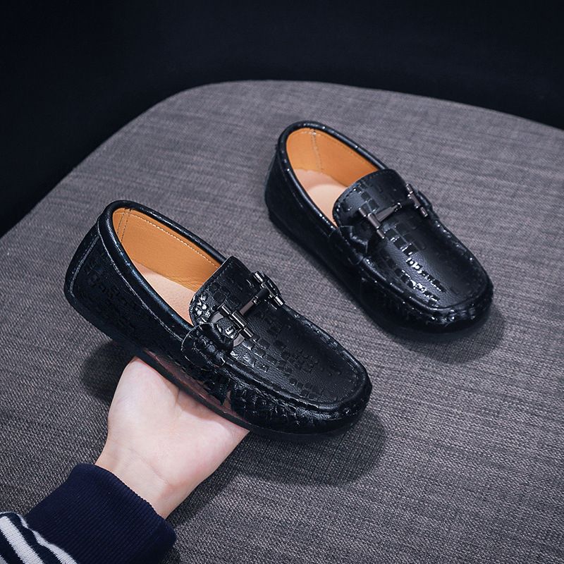Muški kožni loaferi za djecu od dvostrukog telećeg kože, gumena potplata, slip-on, britanski stil