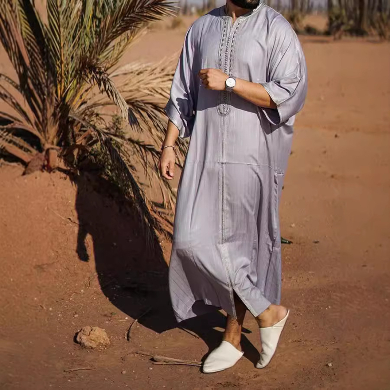 Cămașă în stil național, croială lejeră, țesătură de in, mâneci scurte, imprimare digitală