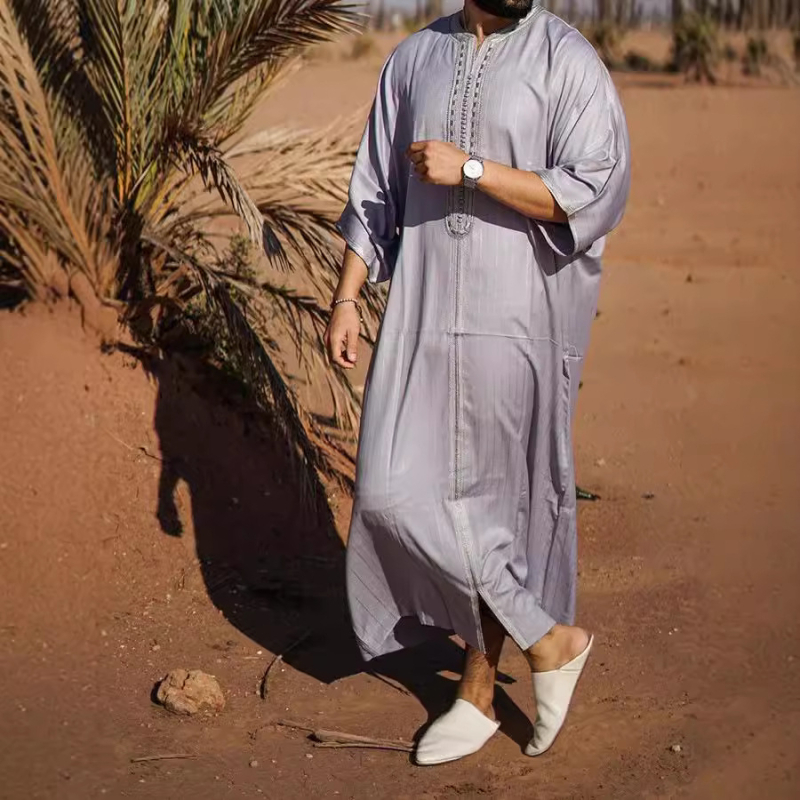 Cămașă în stil național, croială lejeră, țesătură de in, mâneci scurte, imprimare digitală