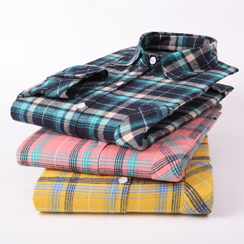 Cardigan-cămașă pentru bărbați din bumbac cu carouri, mâneci lungi, guler pătrat, stil lejer