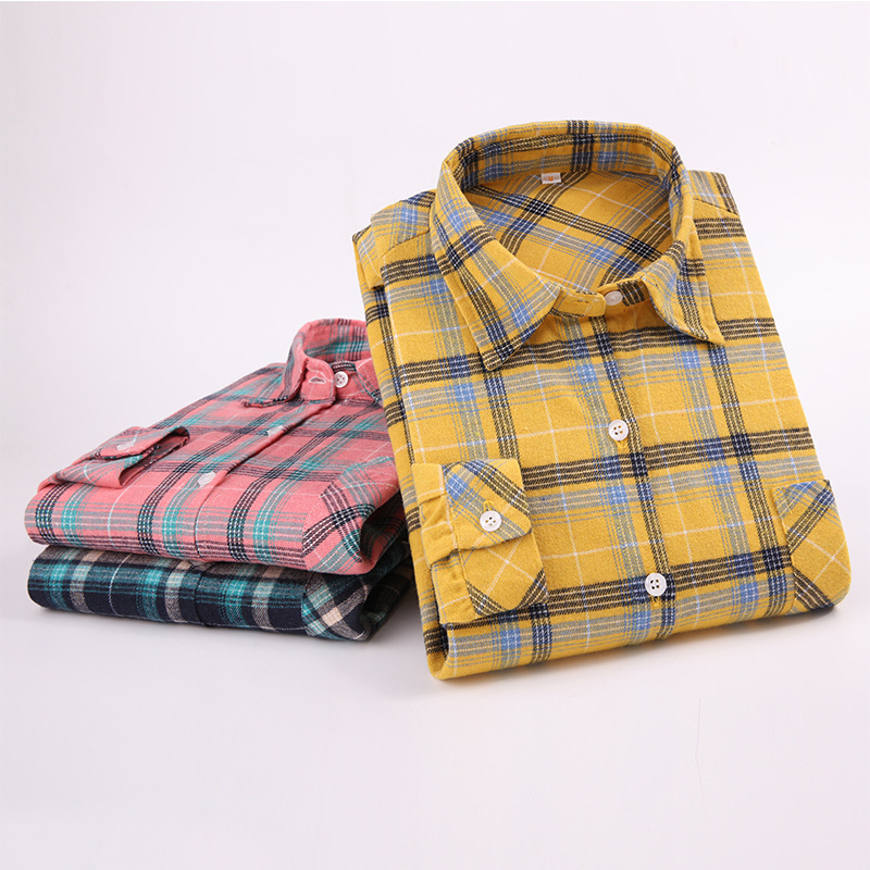 Cardigan-cămașă pentru bărbați din bumbac cu carouri, mâneci lungi, guler pătrat, stil lejer