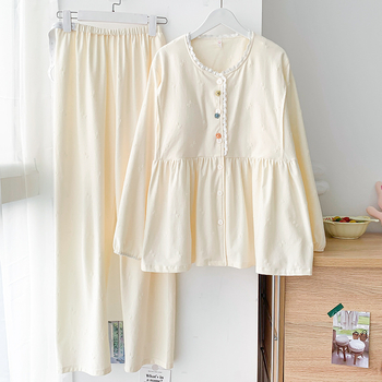 Set pijamale postpartum pentru maternitate, cu glugă, mâneci lungi, bumbac 95–100%, reglabil