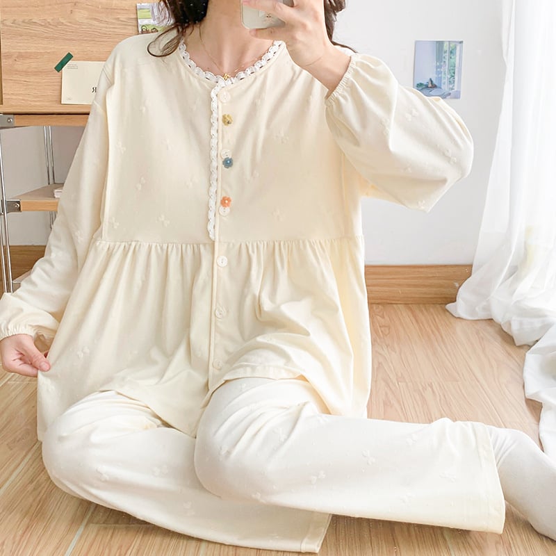 Set pijamale postpartum pentru maternitate, cu glugă, mâneci lungi, bumbac 95–100%, reglabil