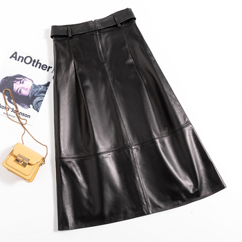 Кожена пола А‑линия, дълга за жени, естествена кожа, овча кожа, мономатичен модел, елегантен стил, пролет 2025