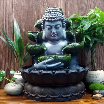 Buddha figura od smole s vodnim pejzažem, kineski stil, proces smole, kartonsko pakiranje
